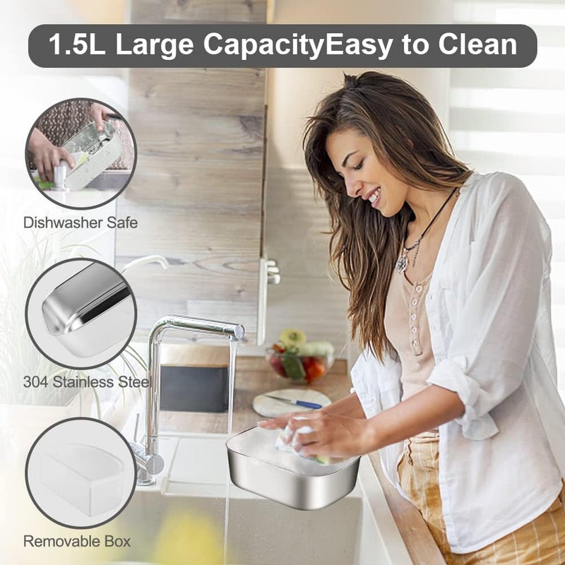 FVW Electric Lunch Box Food Heater, 3 in 1 Portable Food Warmer Lunch Box for Car & Home, Leak Proof, Lunch Heating Microwave with 304 Stainless Steel Container 1.5 L, 110V/12V/24V - Image 4